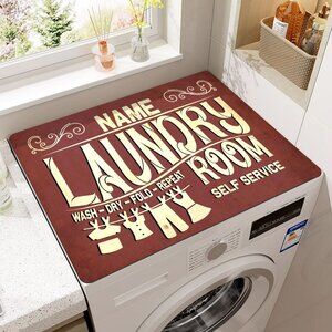 Laundry Room Waterproof Dust Cover Mat Washing Machine & Dryer Top Protector Pad